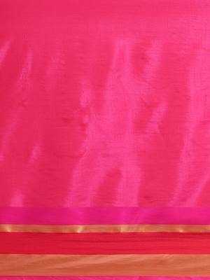 Pink printed silk cotton saree with blouse 3