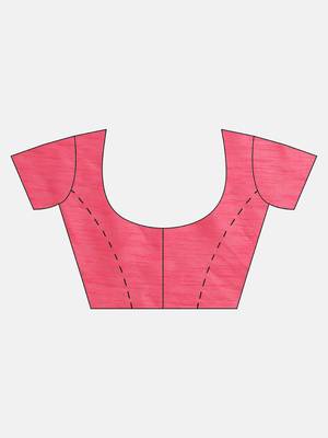 Pink printed silk cotton saree with blouse 5