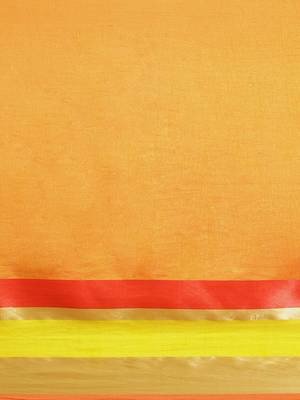 Yellow printed silk cotton saree with blouse 3