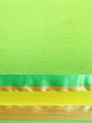 Green printed silk cotton saree with blouse 3