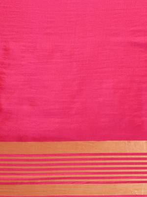 Pink printed silk cotton saree with blouse 3