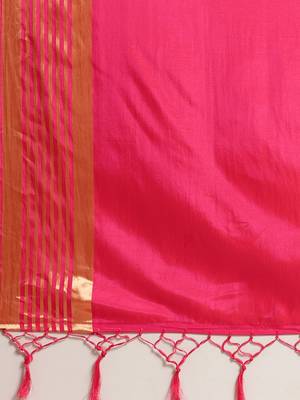 Pink printed silk cotton saree with blouse 4