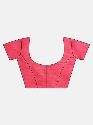 Pink printed silk cotton saree with blouse 5