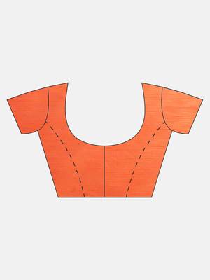 Orange printed silk cotton saree with blouse 5