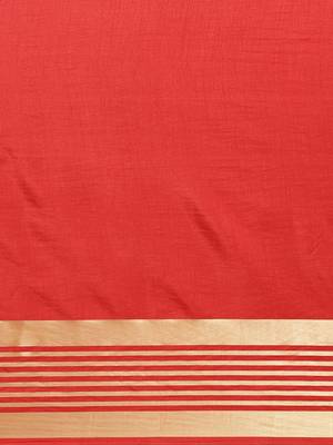 Red printed silk cotton saree with blouse 3