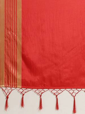 Red printed silk cotton saree with blouse 4