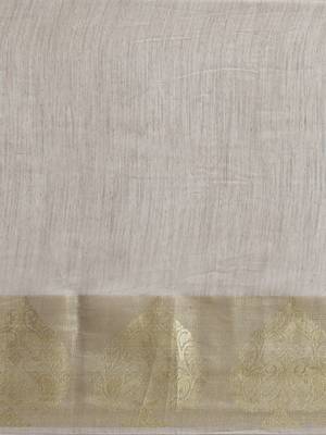 Grey printed silk cotton saree with blouse 3