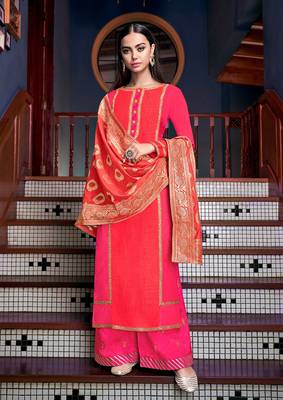 Pink embroidered silk salwar 1