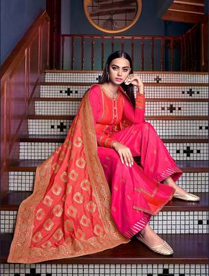 Pink embroidered silk salwar 2