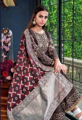 Dark-grey embroidered satin salwar 2