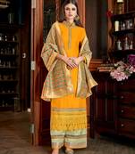 Yellow embroidered silk salwar