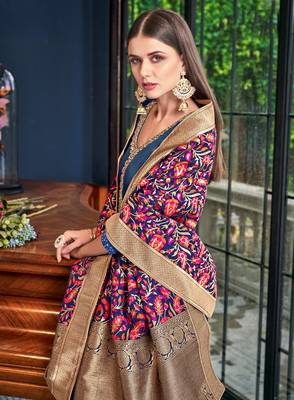Blue embroidered satin salwar 2
