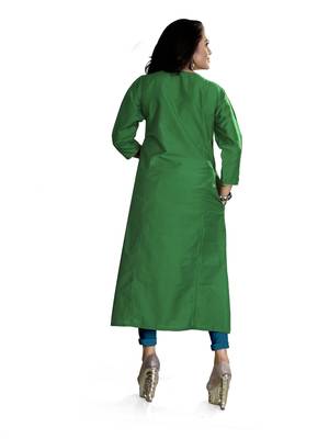 Green Embroidered Silk Silk Kurtis 2
