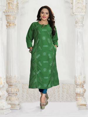 Green Embroidered Silk Silk Kurtis 4