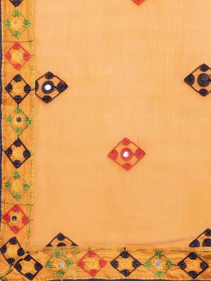 Orange Chanderi Silk Women's Unstitched Phulkari Dress Material 6
