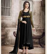 Black embroidered faux georgette salwar