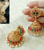 Lalso Designer Multicolor Gold Plated Big Size Jhumka Earrings - LSJE08_KG