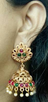 Lalso Designer Multicolor Gold Plated Big Size Jhumka Earrings - LSJE08_KG 3