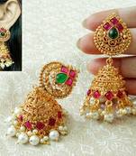Lalso Designer Multicolor Gold Plated Big Size Jhumka Earrings - LSJE09_KG