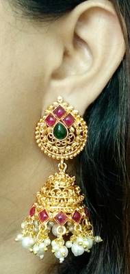 Lalso Designer Multicolor Gold Plated Big Size Jhumka Earrings - LSJE09_KG 3