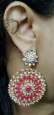 Lalso Beautiful Ruby Partywear Kundan Earrings - LKE11_RB 3