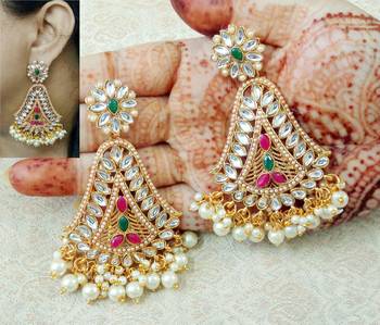 Lalso Beautiful Multicolor Partywear Kundan Earrings - LKE13_RG 1
