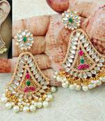 Lalso Beautiful Multicolor Partywear Kundan Earrings - LKE13_RG