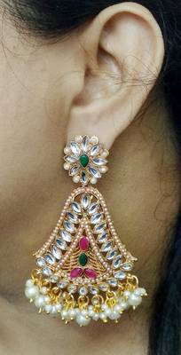 Lalso Beautiful Multicolor Partywear Kundan Earrings - LKE13_RG 3