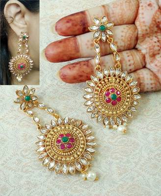 Lalso Beautiful Multicolor Partywear Kundan Earrings - LKE15_RG 1