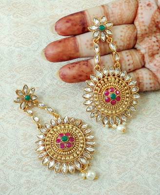 Lalso Beautiful Multicolor Partywear Kundan Earrings - LKE15_RG 2