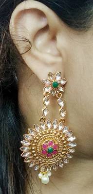 Lalso Beautiful Multicolor Partywear Kundan Earrings - LKE15_RG 3