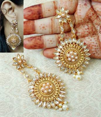 Lalso Beautiful White Partywear Kundan Earrings - LKE15_WT 1