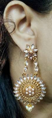 Lalso Beautiful White Partywear Kundan Earrings - LKE15_WT 3