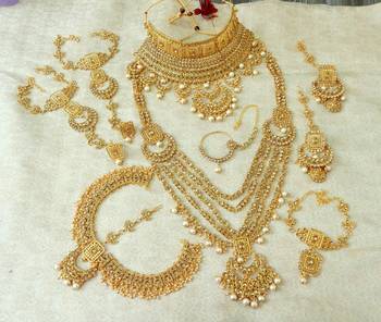Lalso LCT Golden Stone Kundan Full Bridal Wedding Jewelry Set - LSDS08_LCT 1