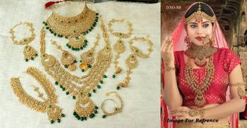 Lalso Green Stone Kundan Full Bridal Wedding Jewelry Set - LSDS09_GR 1