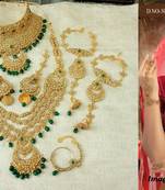 Lalso Green Stone Kundan Full Bridal Wedding Jewelry Set - LSDS09_GR