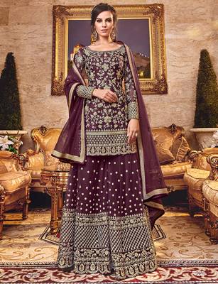 Purple embroidered net salwar 1