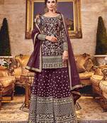 Purple embroidered net salwar