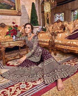Purple embroidered net salwar 2