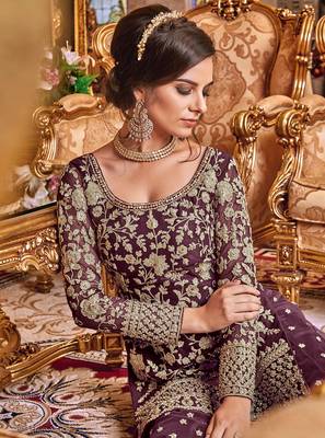 Purple embroidered net salwar 3