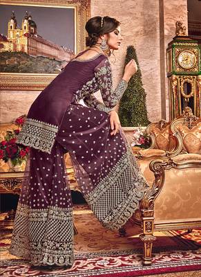 Purple embroidered net salwar 4