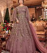 Light-purple embroidered net salwar