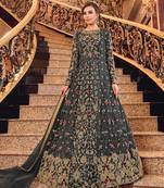 Dark-grey embroidered net salwar