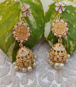 Gold crystal jhumkas