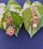 Pink crystal jhumkas