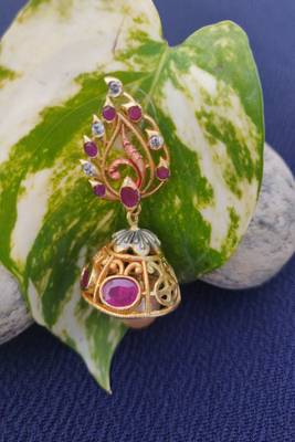 Pink crystal jhumkas 2