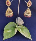 Gold crystal jhumkas