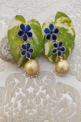 Blue crystal jhumkas 1