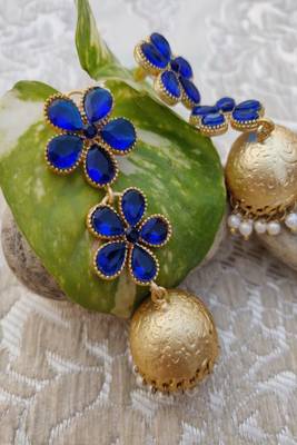 Blue crystal jhumkas 2