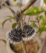 White crystal jhumkas
